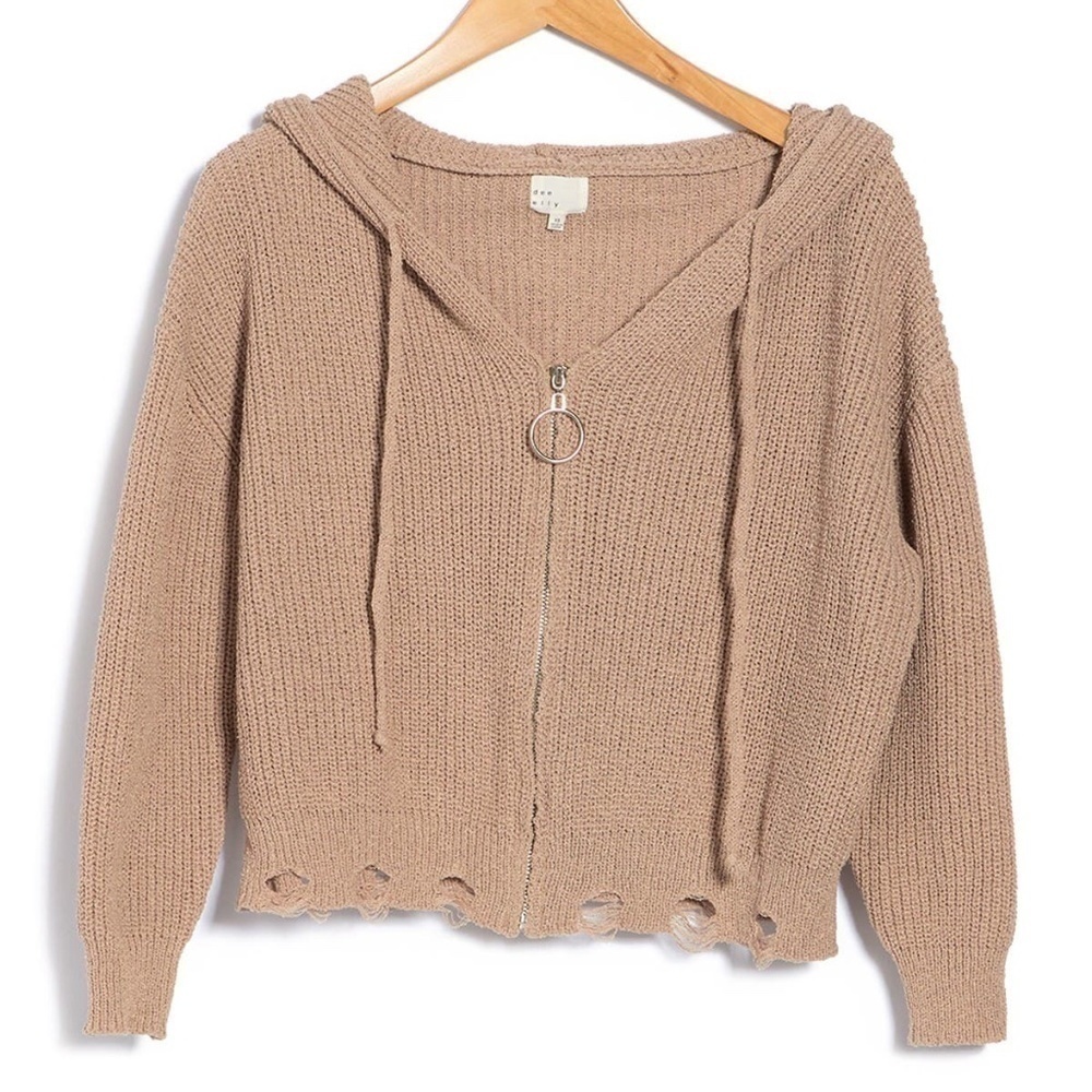 NEW Zip Up Sweater Knit Hoodie XS